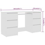 vidaXL Bureau Blanc 140x50x77 cm Bois d'ingénierie