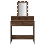 Coiffeuse vidaXL avec lumières LED en chêne brun 79x41x140 cm