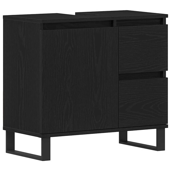 vidaXL Meuble Sous Lavabo Chêne noir 65 x 33 x 60 cm Bois d'ingénierie
