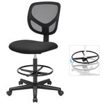 Tabouret avec repose-pieds circulaire hauteur réglable siège ergonomique rotatif fauteuil de bureau sans accoudoirs revêtement de l'assise en tissu charge maximale 120 kg noir 12_0007702