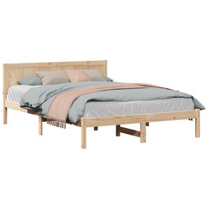 vidaXL Cadre de lit Marron 150 x 200 cm Bois de pin massif