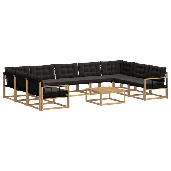 vidaXL Ensemble de canapés d'extérieur 10 Pièces Blanc et noir