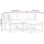 vidaXL Salon de jardin 3 Pièces avec coussins cire marron bois pin massif