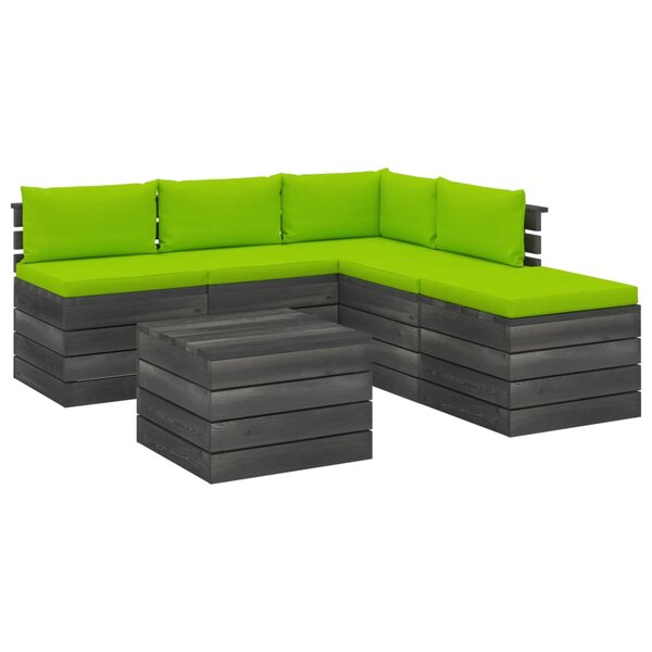 vidaXL Salon palette de jardin 6 Pièces avec coussins Bois de pin