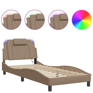 vidaXL Cadre de lit avec LED sans matelas cappuccino 80x200 cm