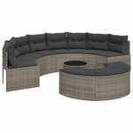 vidaXL Salon de jardin 3 Pièces demi-rond gris résine tressée