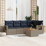 vidaXL Salon de jardin 6 Pièces avec coussins gris résine tressée