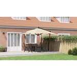 vidaXL Parasol de jardin en porte-à-faux avec mât en bois blanc sable