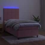 vidaXL Sommier à lattes de lit avec matelas LED Rose 90x190 cm Velours
