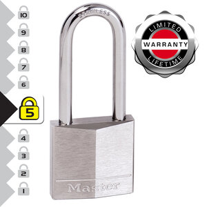 640EURD Cadenas Marin avec Clés et Anse Longue Gris 9 5 x 4 x 1 3 cm
