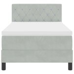 Lit à sommier box avec matelas et lumière LED Gris clair 90x190 cm Velours