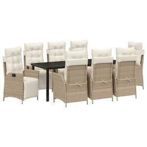 vidaXL Ensemble de salle à manger pour jardin 9 pc Beige polyrotin