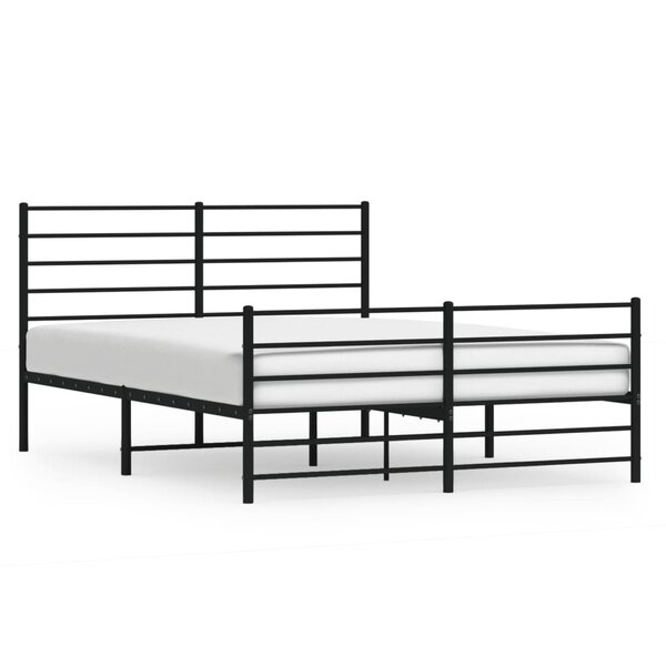 vidaXL Cadre de lit métal avec tête de lit/pied de lit noir 150x200 cm