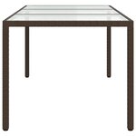 vidaXL Table de jardin Marron 190x90x75 cm Verre trempé/résine tressée