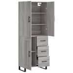 vidaXL Buffet haut Sonoma gris 69 5x34x180 cm Bois d'ingénierie