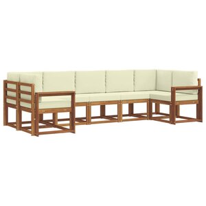 vidaXL Ensemble de canapés d'extérieur 7 pc Naturel et Crème