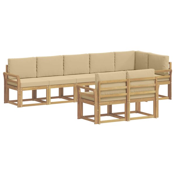 vidaXL Ensemble de canapés d'extérieur 8 pc Blanc et Beige Polyester