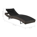 vidaXL Chaise longue avec oreiller Résine tressée Marron