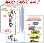 Maxi grande carte géante départ retraite gaston lagaffe franquin avec enveloppe