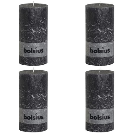 Bolsius Bougie pilier rustique 200x100 mm Anthracite 4 Pièces