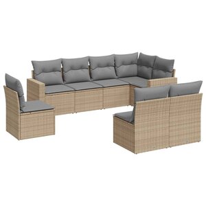 vidaXL Salon de jardin avec coussins 8 Pièces beige résine tressée