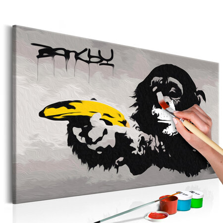 Tableau à peindre par soi-même - singe graffiti (banksy  street art) l x h en cm 60x40