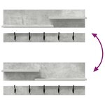 vidaXL Porte-manteau mural avec étagère Gris béton 90 x 15 x 36 cm