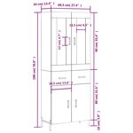 vidaXL Buffet haut Gris béton 69 5x34x180 cm Bois d'ingénierie