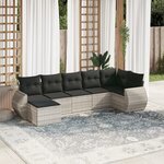 vidaXL Salon de jardin avec coussins 7 Pièces gris clair résine tressée
