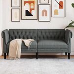vidaXL Canapé Chesterfield Gris foncé 182.5 x 74.5 x 74.5 cm tissu