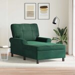 vidaXL Chaise longue avec coussin Vert foncé 91 x 157 x 91 cm Velours