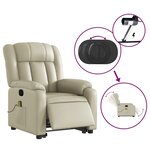 vidaXL Fauteuil inclinable de massage électrique crème similicuir