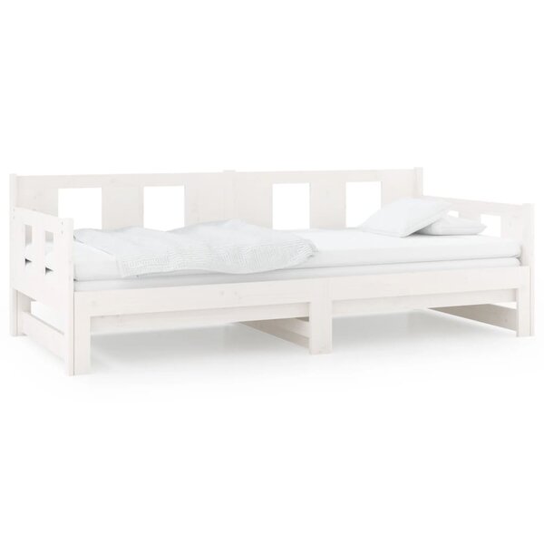 vidaXL Lit coulissant sans matelas blanc bois de pin solide