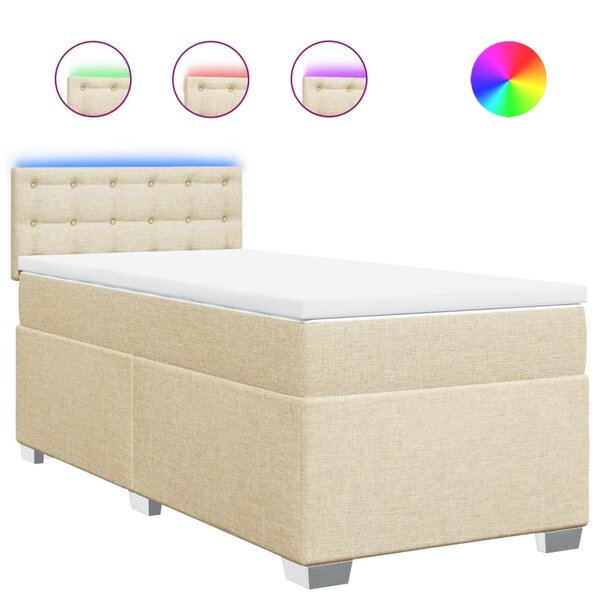 vidaXL Sommier à lattes de lit avec matelas Crème 100x200 cm Tissu