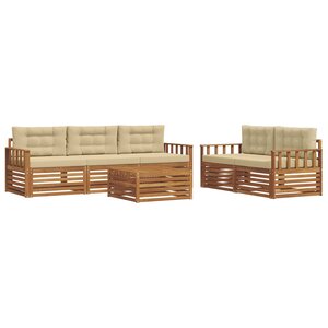 vidaXL Ensemble de canapés d'extérieur 6 pc Naturel et Beige