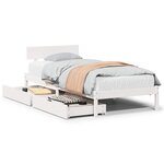 vidaXL Cadre de lit sans matelas blanc 75x190 cm bois de pin massif