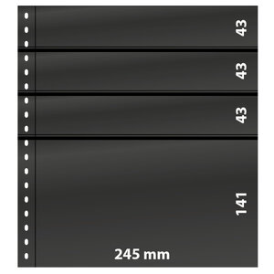 Feuilles de classement Omnia Lindner à 4 bandes pour timbres blocs enveloppes. Fond - Noir