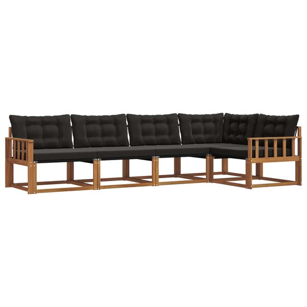 vidaXL Ensemble de canapés d'extérieur 5 pc Naturel et Noir