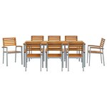 vidaXL Ensemble de salle à manger pour jardin 9 Pièces Gris et marron