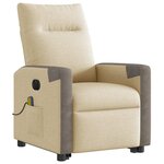 vidaXL Fauteuil inclinable de massage électrique Crème Tissu