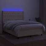 vidaXL Sommier à lattes de lit matelas et LED Crème 140x200 cm Tissu