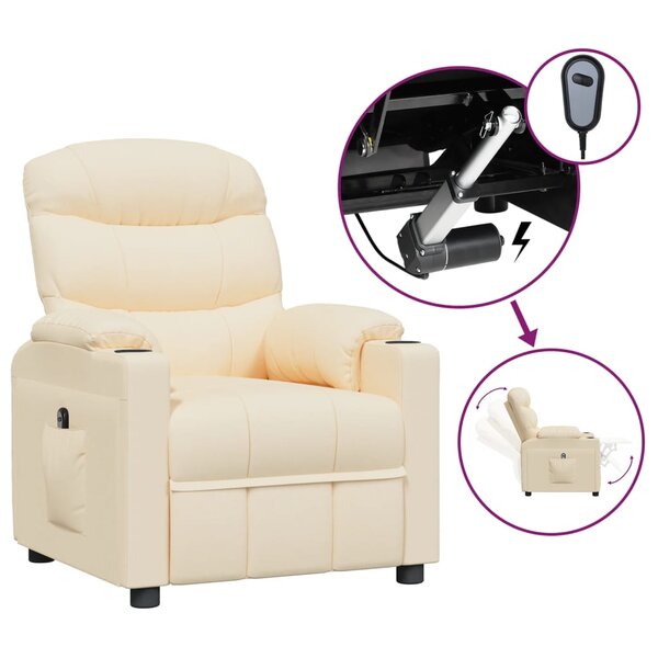 vidaXL Fauteuil inclinable électrique Crème Tissu
