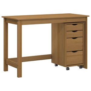 vidaXL Ensemble bureau et cabinet roulant MOSS 2 Pièces Brun Miel