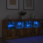 vidaXL Buffet avec lumières LED chêne fumé 163x37x67 cm