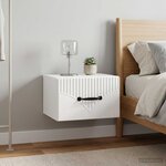 vidaXL Cabinet de chevet mural 2 pc Blanc brillant 34 5 x 33 x 20 cm