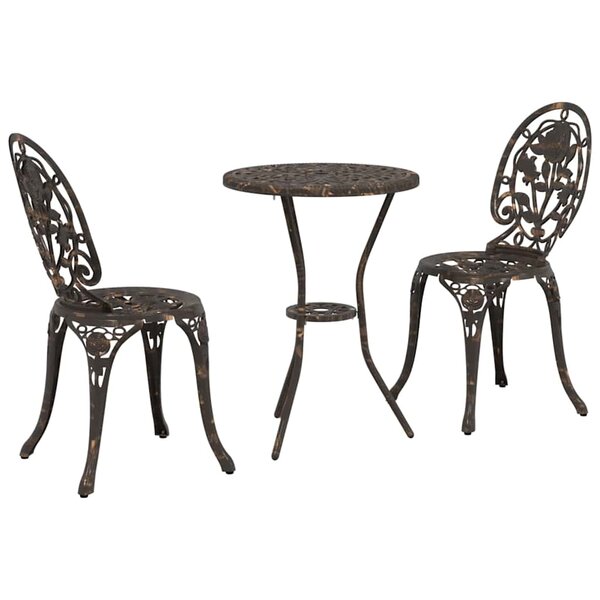 vidaXL Ensemble bistro de jardin 3 Pièces Bronze Aluminium