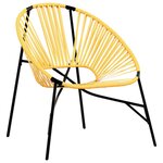 vidaXL Lot de 3 Chaise de jardin noir et jaune résine tressée