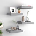 vidaXL Étagères murales flottantes 4 Pièces gris 23x23 5x3 8 cm MDF