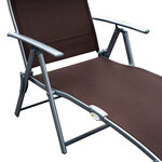 Outsunny transat chaise longue bain de soleil pliable dossier inclinable multi-positions têtière fournie 137L x 64l x 101H cm métal époxy textilène marron