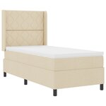 Lit Box Spring avec Matelas Crème 90x200 cm en Tissu